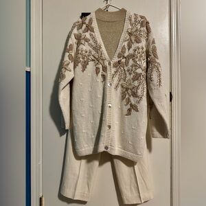 3 piece Marisa Christina set (cardigan, mock neck top, slacks)